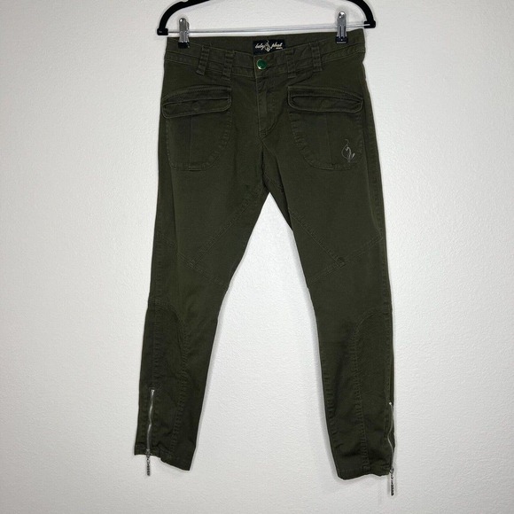Baby Phat Pants - Vintage Baby Phat Y2K Bratz Olive Army Green Low Rise Cargo Ankle Zip Pants Sz 7